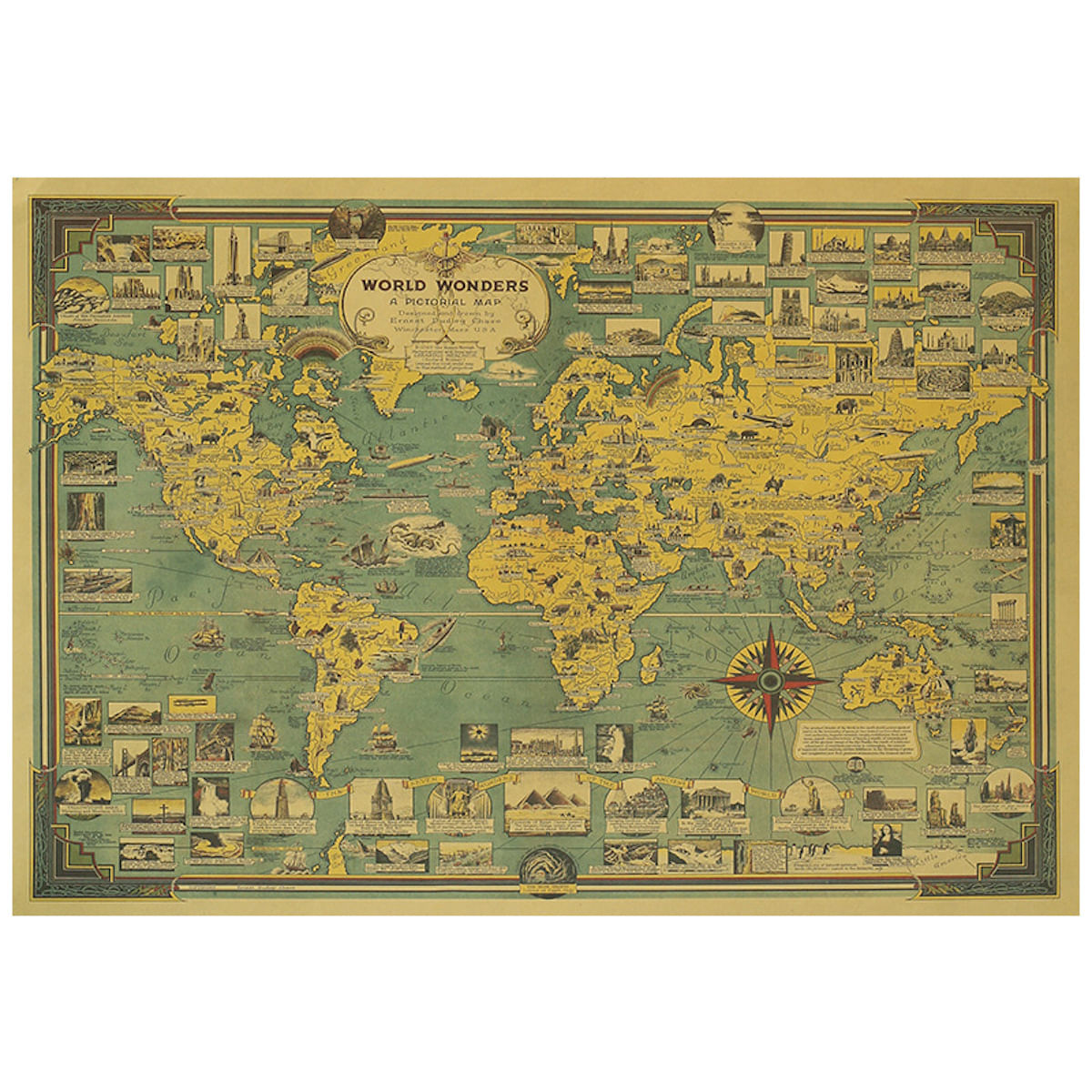 Poster Worlds Architecturals Wonders Monumentos Mapas Arte Anime