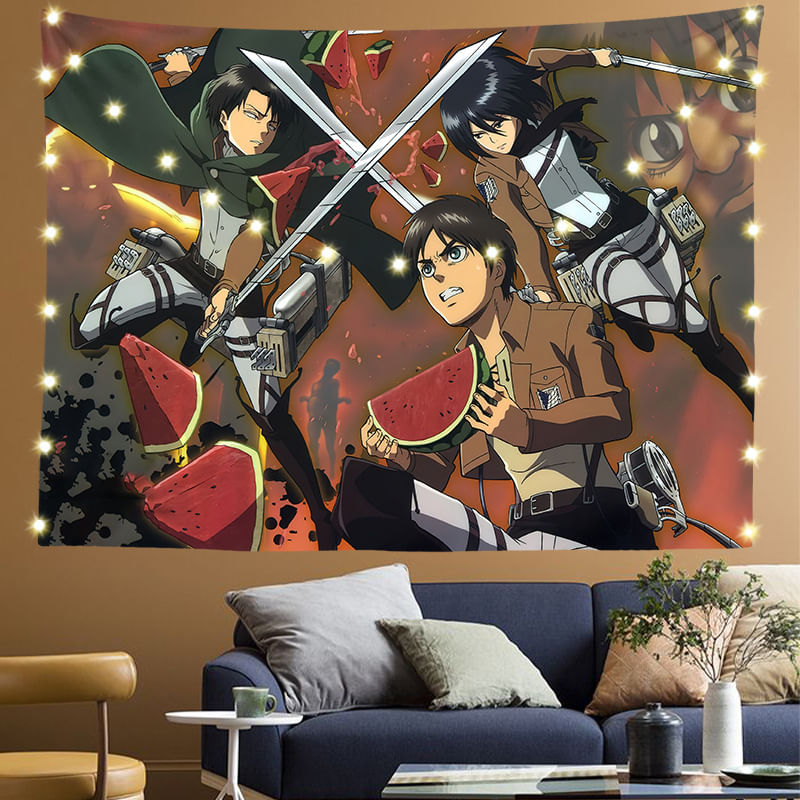 Tapeçaria Para Pendurar Na Parede Attack On Titan Levi Ackerman 150x130cm