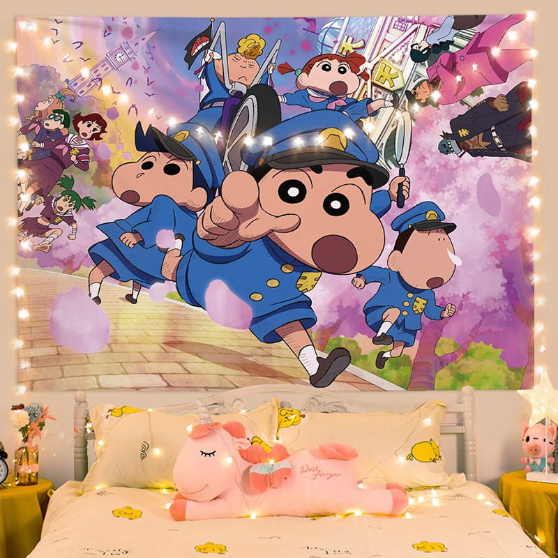 Tapeçaria Para Decoração De Parede Crayons Shins Chans Anime