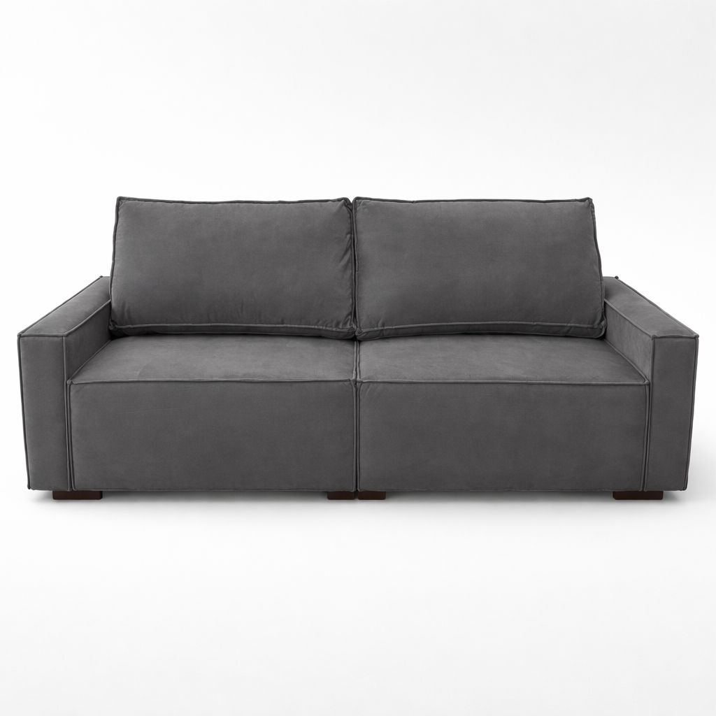 Sofá 2 Metros Contemporâneo Sala Estar Luxo Moderno Suede