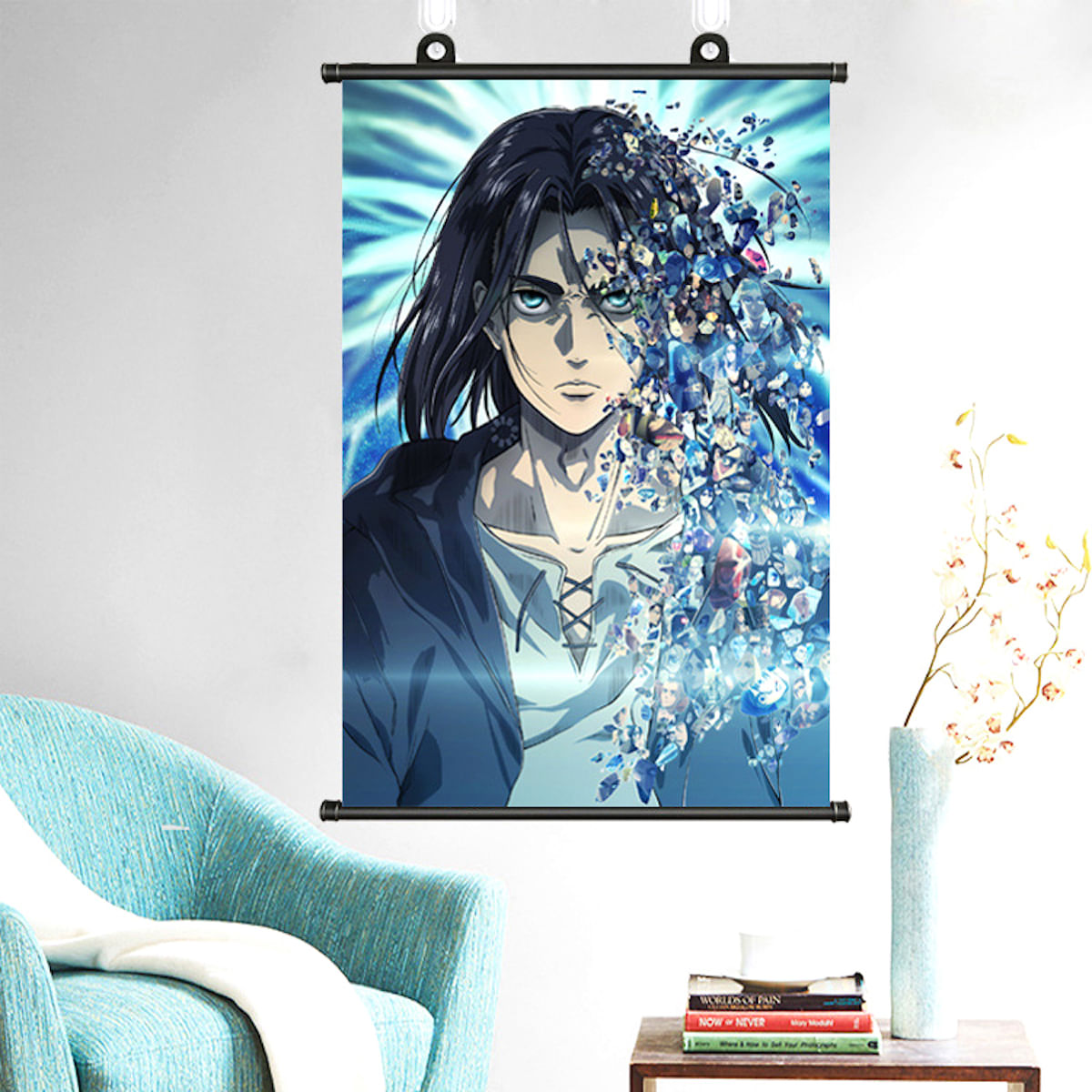 Arte De Parede Em Tela Attacks On Titans Levis Ackermans Anime 40x60cm