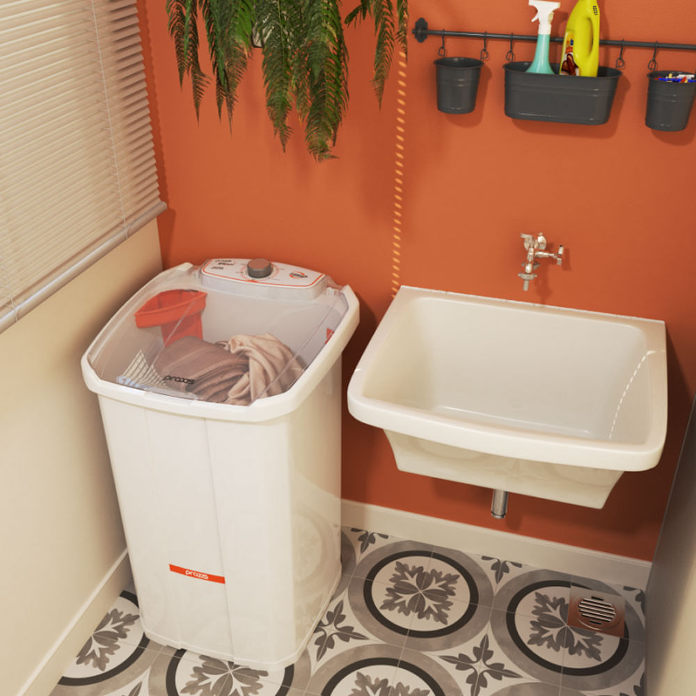 Lavadora De Roupa Semiautomática Tanquinho Inverter 15kg Sem Dreno Práxis