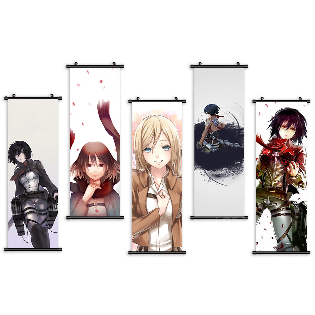 Arte De Parede Em Tela 5 Painéis Attack On Titans Levis Ackermans 25x75cm