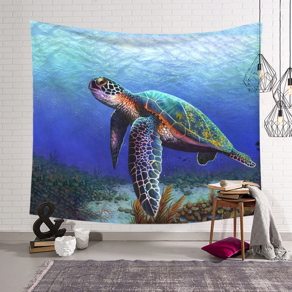 Tapeçaria Sea Turtle Wall Room Aesthetic 150x100cm, Microtecido