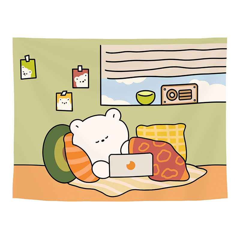 Tapeçaria Sleeping Bear Wall 150x130cm De Fibra De Microtecido
