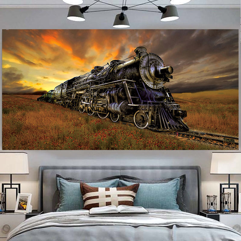 Tapeçaria Train Wall Room Aesthetic 150x130cm, Microtecido