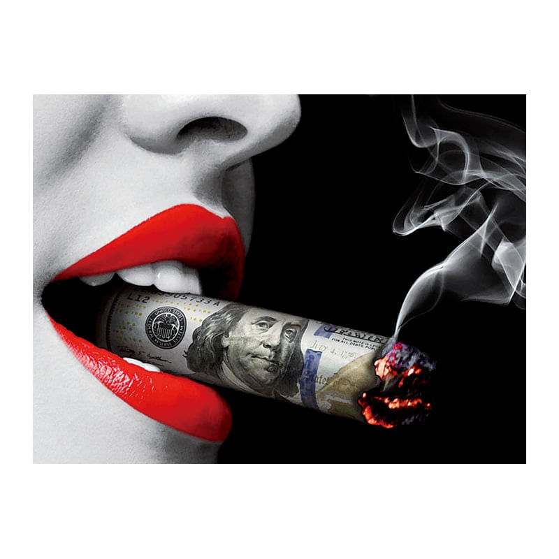 Tapeçaria Red Lips Cigar Wall Room Estética 150x110cm