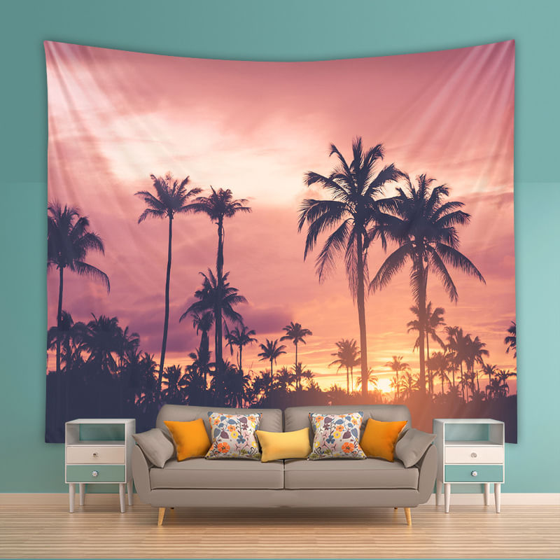 Tapeçaria De Parede De Coqueiro 150x130cm De Fibra De Microtecido