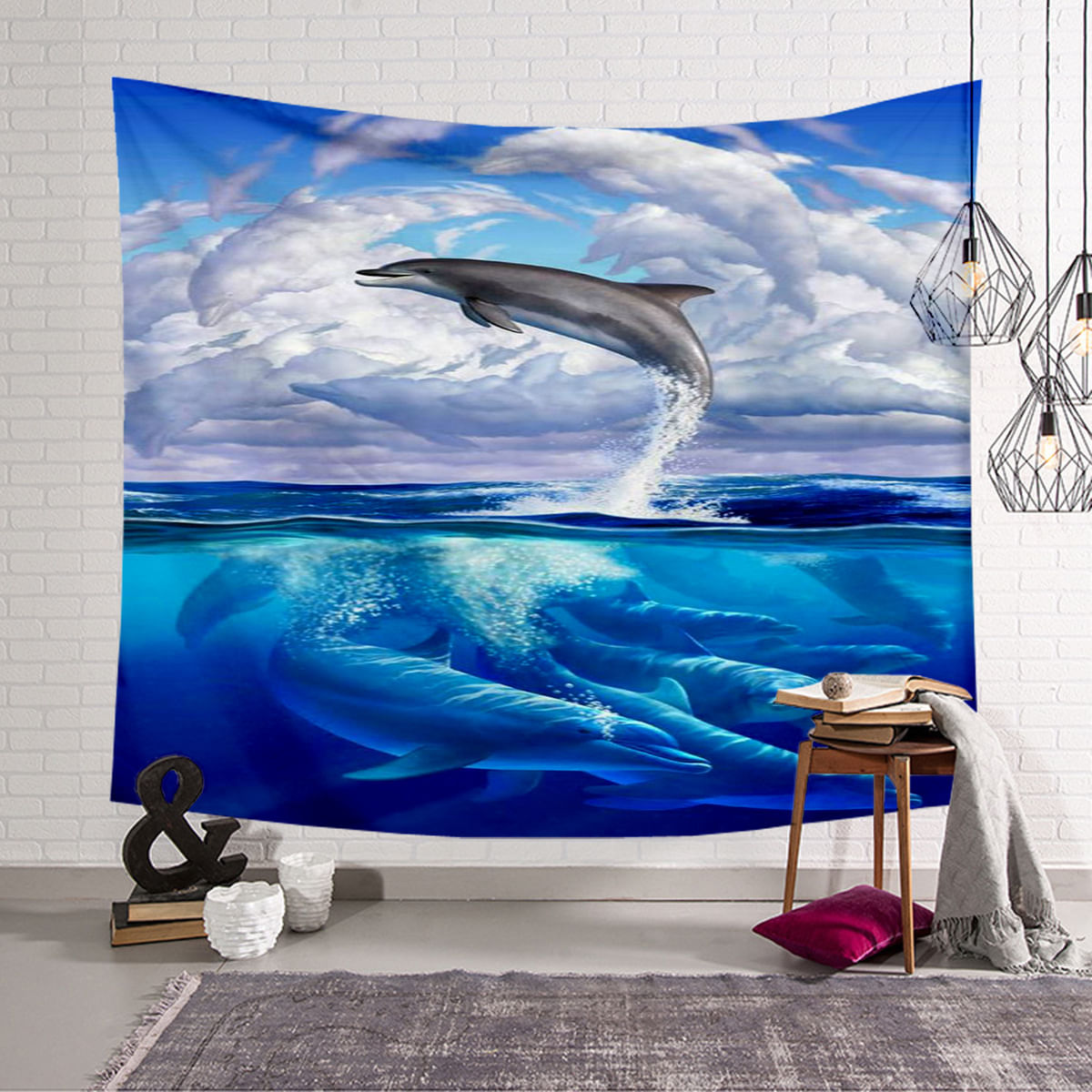Tapeçaria Dolphin Ocean Wall Microfabric 150x100cm