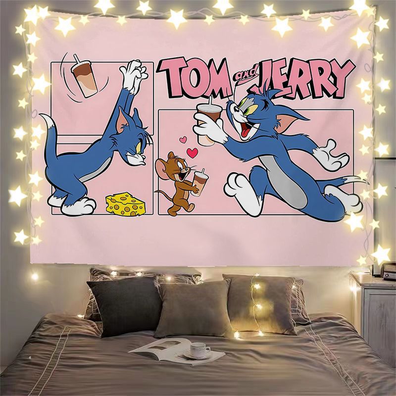 Tapeçaria Tom E Jerry Para Pendurar Na Parede, 150x130cm, Microtecido