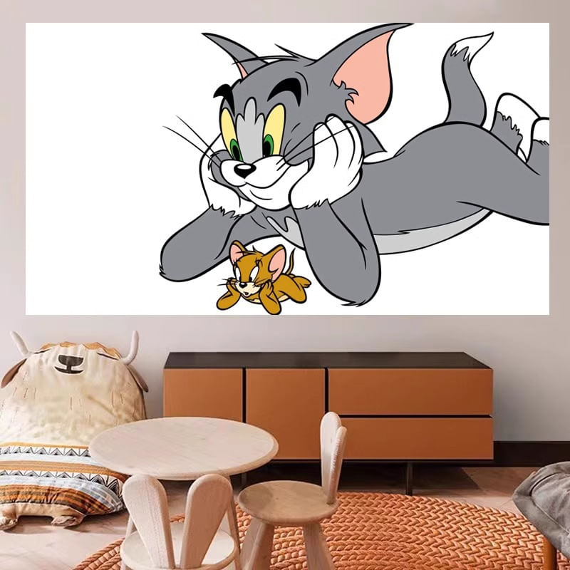 Tapeçaria Tom E Jerry Para Pendurar Na Parede, 150x130cm, Microtecido