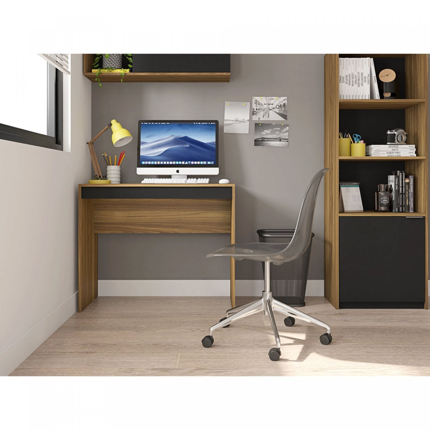 Mesa Para Computador 90cm Recta Caemmun Marrom E Preto