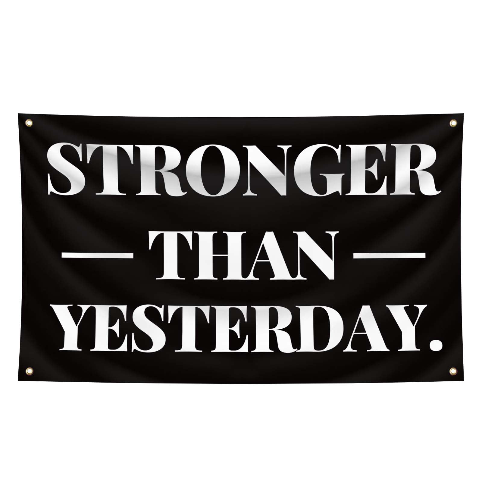 Bandera De Gimnasio Divertida Más Fuerte Que Ayer - Banner Motivacional