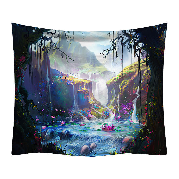 Microtecido Tapestry Rivers Scenery 150x130cm Para Quarto