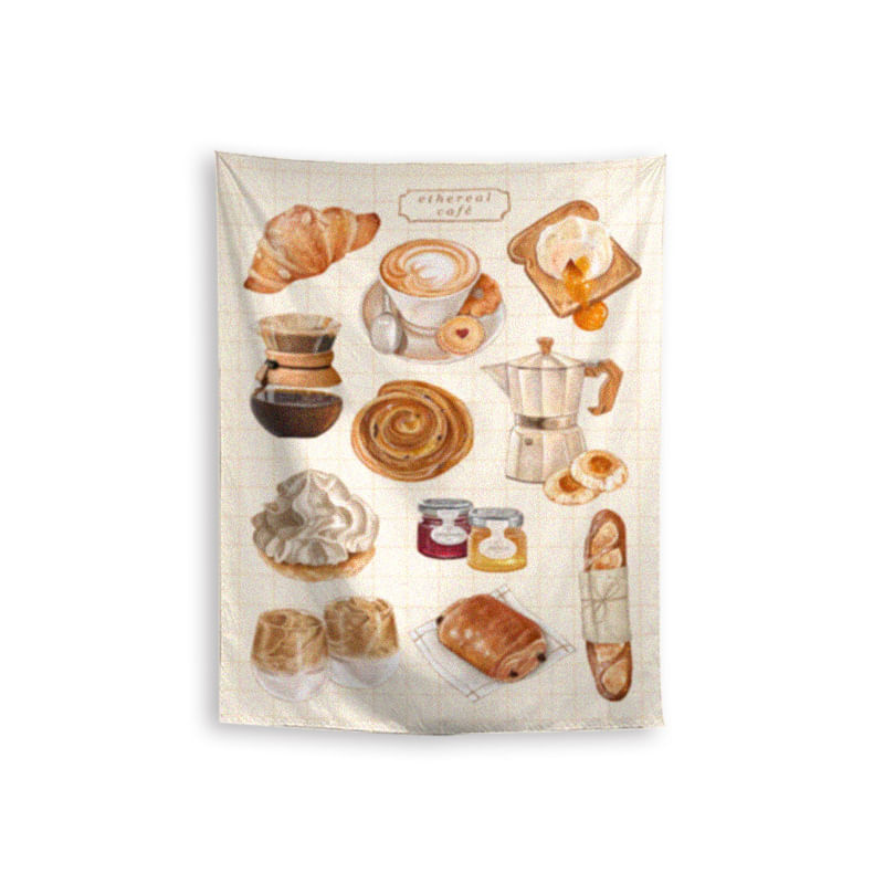 Tapeçaria, Pão De Café Da Manhã, Parede De Café, 100x75cm, Microtecido