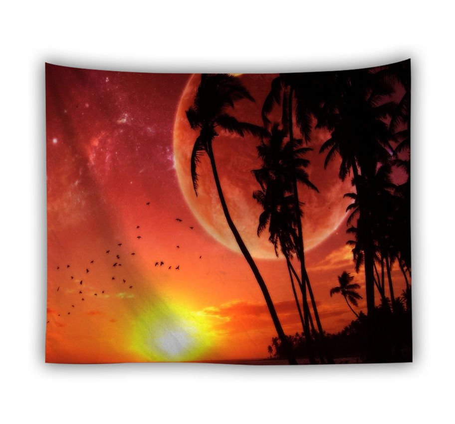 Tapeçaria Beach Coqueiro, Parede, 150x150cm, Microtecido