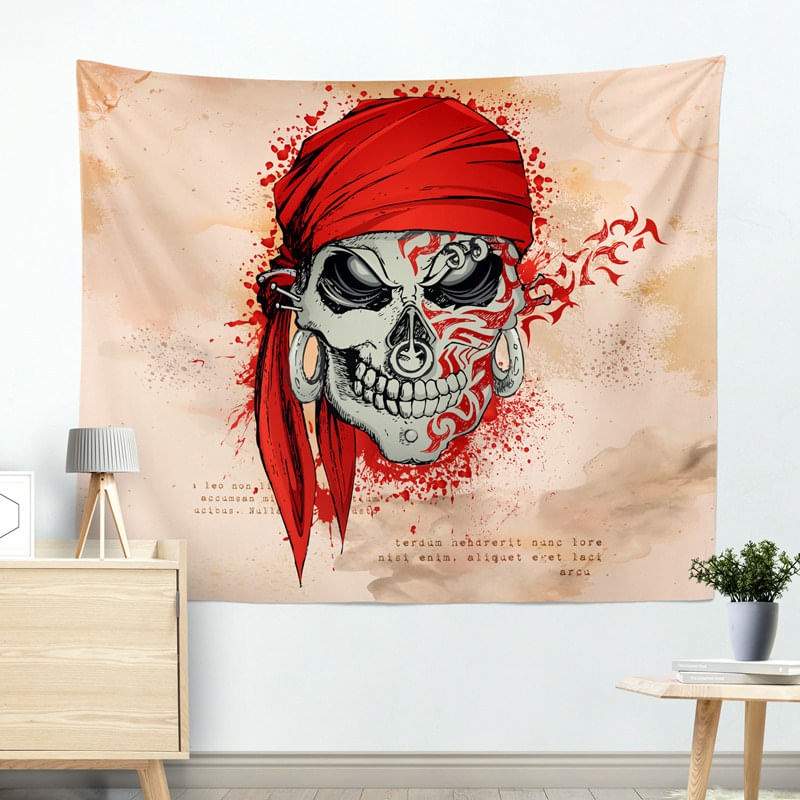 Microtecido Tapestry Horror Halloween Skeleton Wall 150x130cm