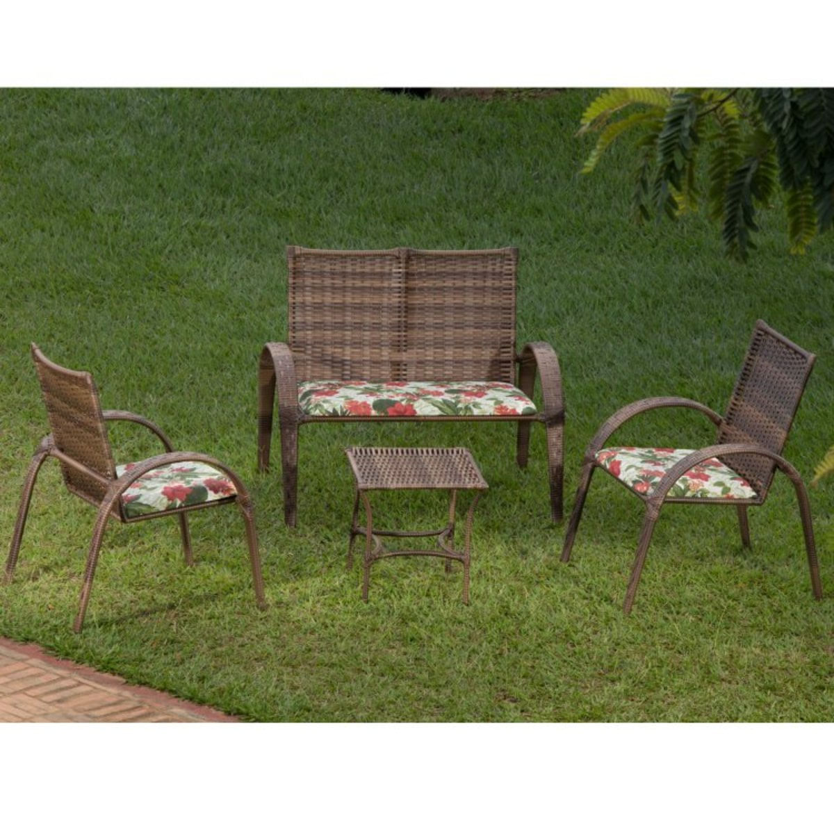 Conjunto de Jardim 3 Cadeiras e Mesa de Centro Laura Art & Luxo Argila