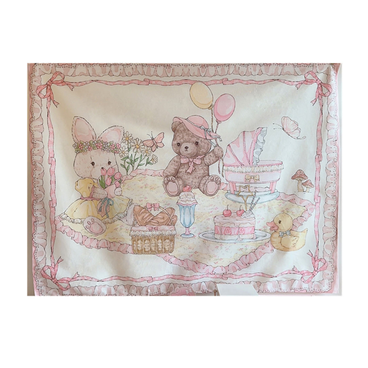 Tapeçaria Girly Cute Bear Wall Room Estética 100x75cm