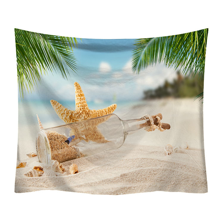 Tapestry Beach Drift Bottle Wall 150x130cm De Fibra De Microtecido