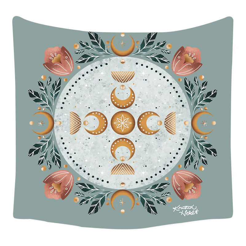 Tapeçaria Moon Wall Plant Painting 150x150cm Microfabric