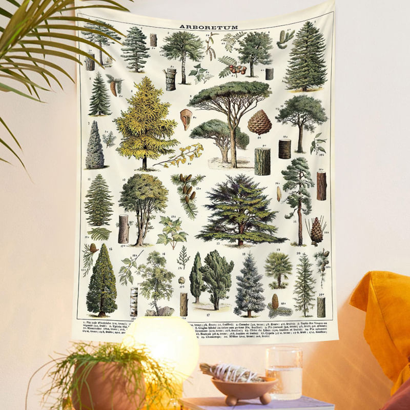 Tapeçaria Forest Tree Wall Room Aesthetic 100x75cm Microfabric