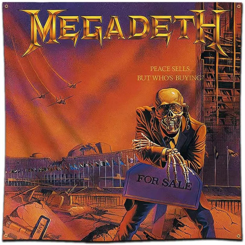 Tapeçaria Megadeth, Microtecido De Parede, 120x120cm, Estética De Ambiente