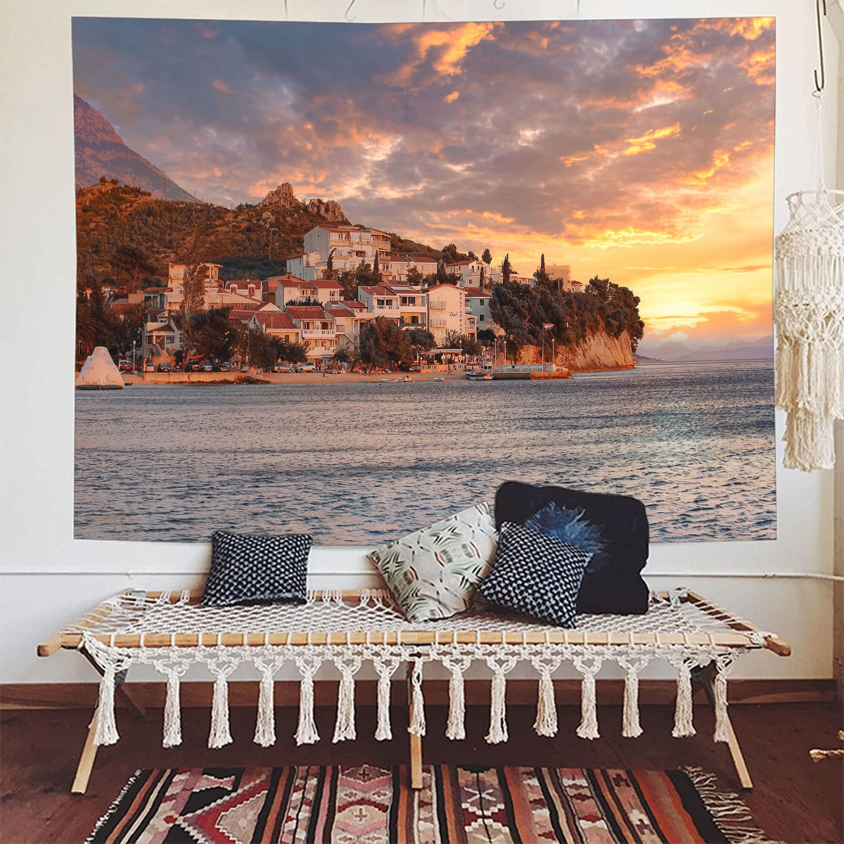 Tapeçaria Lake Sunset Wall 150x130cm De Fibra De Microtecido