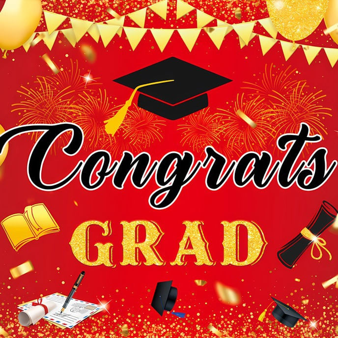 Tapeçaria Congrats Grad Wall Room Aesthetic 180x110cm, Microtecido