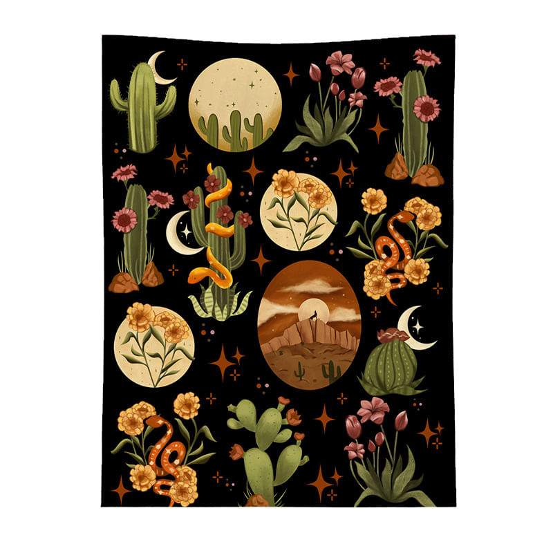 Tapeçaria, Cactus, Microtecido De Parede, 150x130cm, Decoração De Quarto