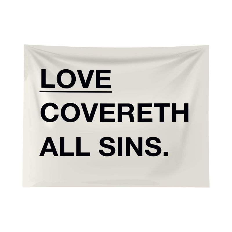 Tapeçaria De Parede Love Covereth All Sins 100x75cm, Microtecido