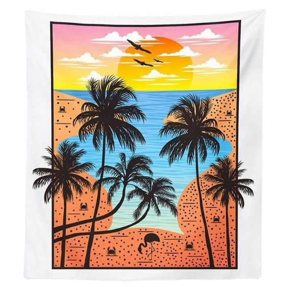 Tapeçaria À Beira-Mar, Coqueiro, Paisagem Do Pôr Do Sol 150x100cm