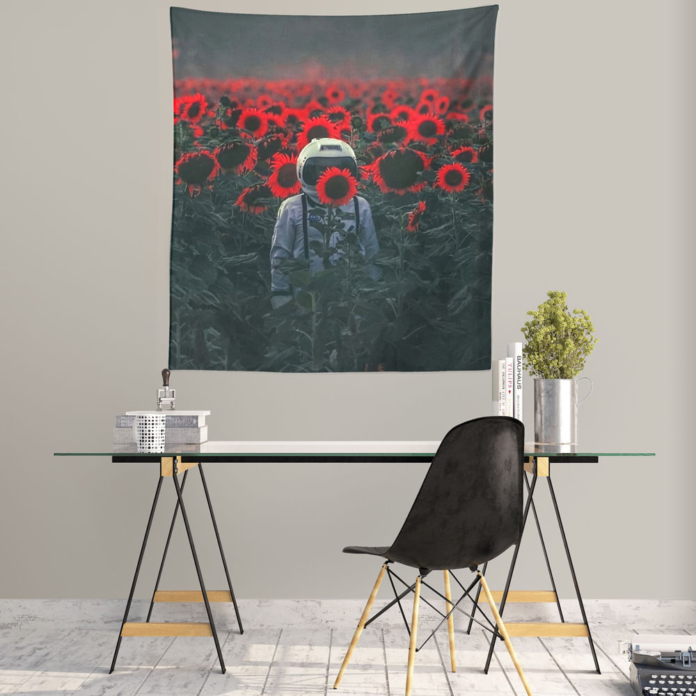 Microtecido De Parede Tapeçaria Astronaut Flower 150x100cm
