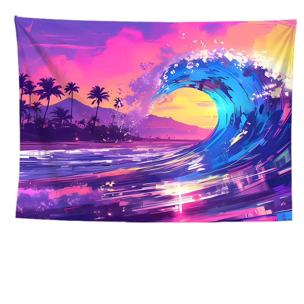 Tapeçaria Fluorescente Sunset Wave 150x150cm, Microtecido