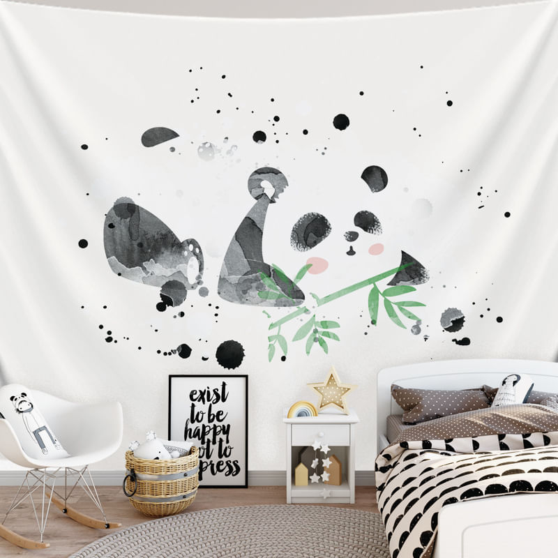 Tapeçaria De Parede Anime Panda Room Aesthetic 130x100cm Microfabric