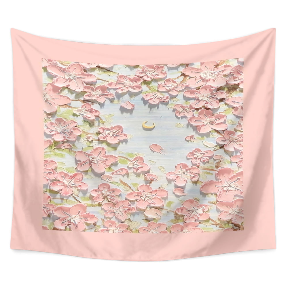 Tapeçaria De Parede, Pintura De Textura, Flores, 100x75cm, Microtecido