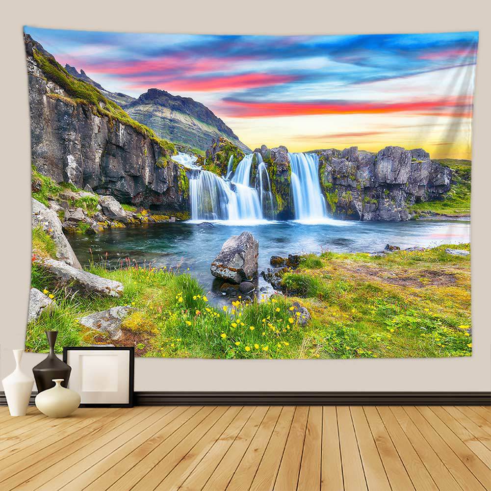 Tapeçaria Landscape Stream Waterfall Wall 150x130cm, Microtecido
