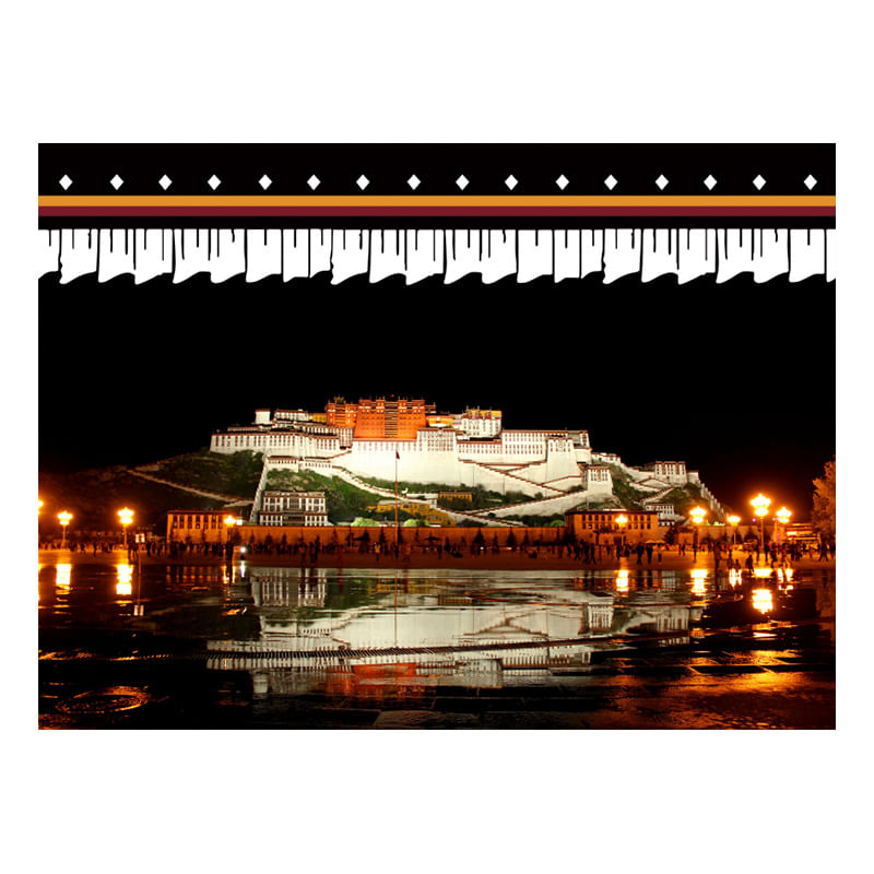 Tapeçaria: Parede Do Palácio De Potala, Estilo Tibetano, 100x75cm, Microtecido