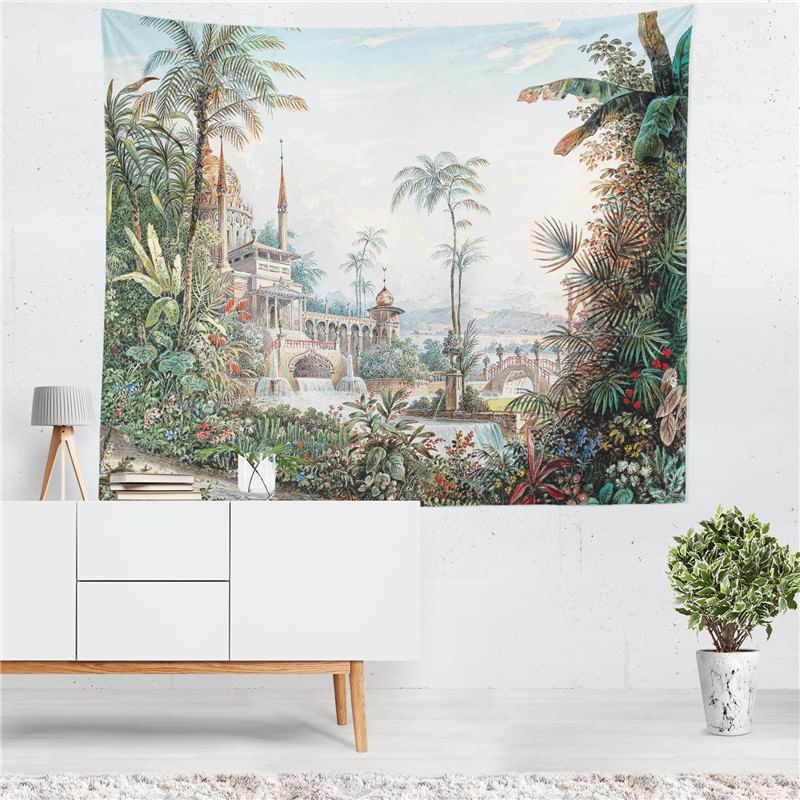 Tapeçaria Castle Tree Landscape Wall 150x100cm Microfabric