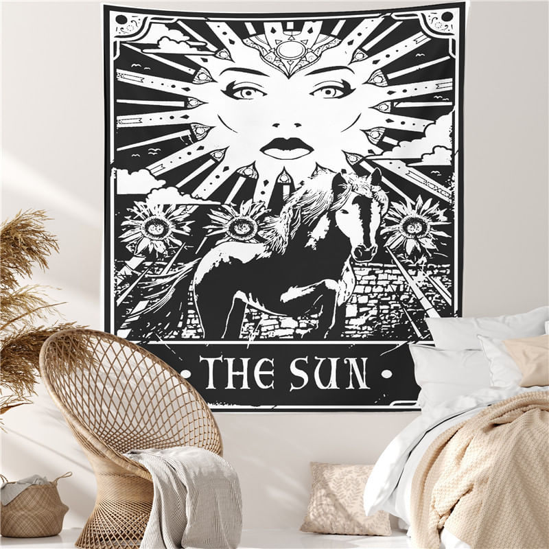 Tapeçaria De Parede Sun Abstract Human Face 150x100cm Microfabric