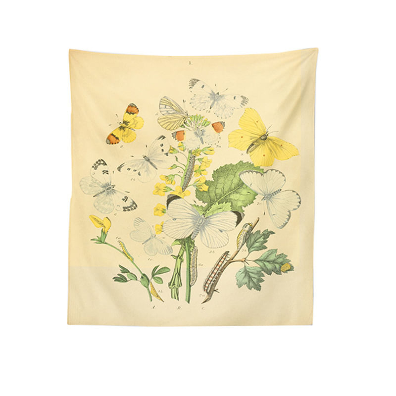 Tapeçaria Butterfly Insect Grass Leaf Microfabric 150x100cm