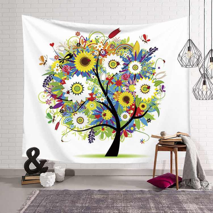 Tapeçaria De Parede Seasons Tree Microfabric 150x130cm