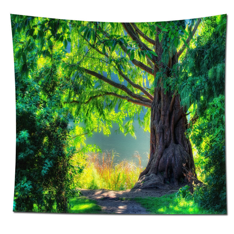 Microtecido De Parede Tapeçaria Tree Forest 180x150cm Para Quarto