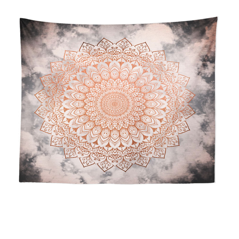 Tapeçaria De Parede Mandala Flowers Microfabric 150x100cm