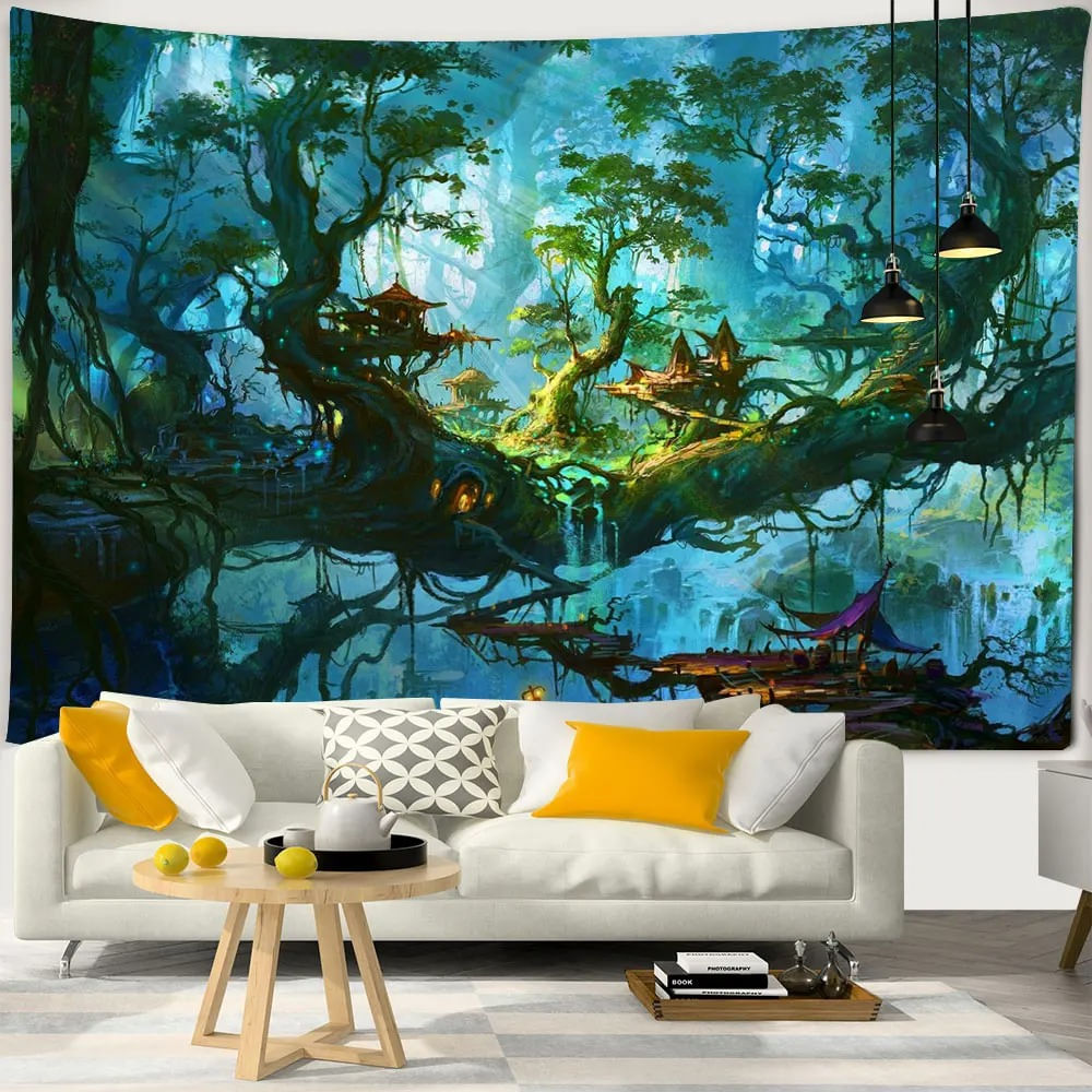 Tapeçaria De Parede Fantasy Plant Magic Forest 150x100cm