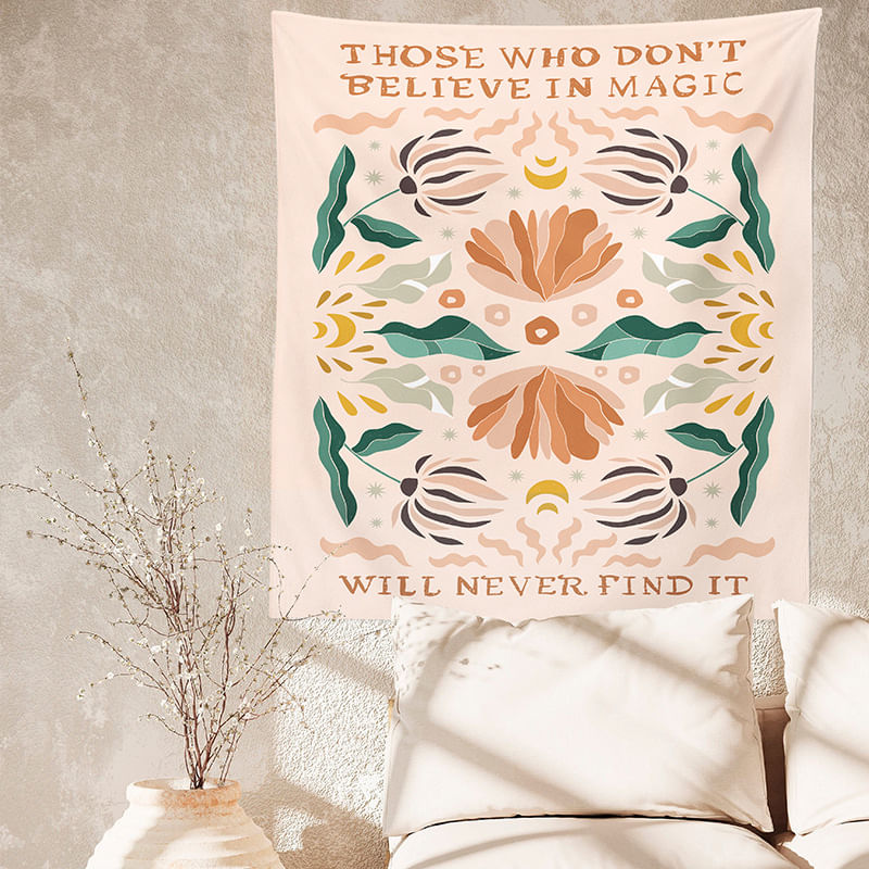 Tapeçaria, Planta, Flor, Parede, Microtecido, 150x100cm, Decoração De Quarto