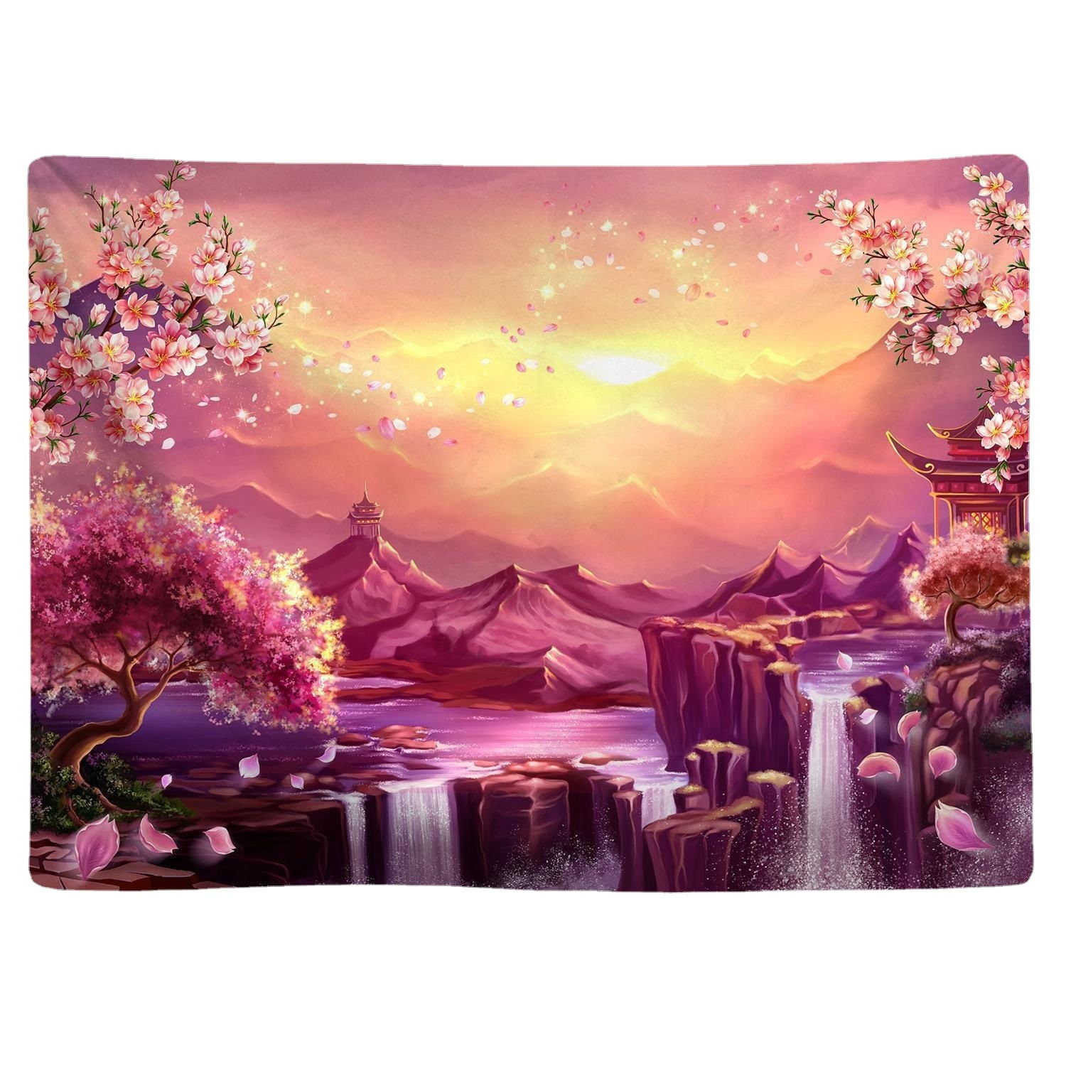 Tapeçaria Sunset Scenery Mountain 150x150cm Em Microtecido