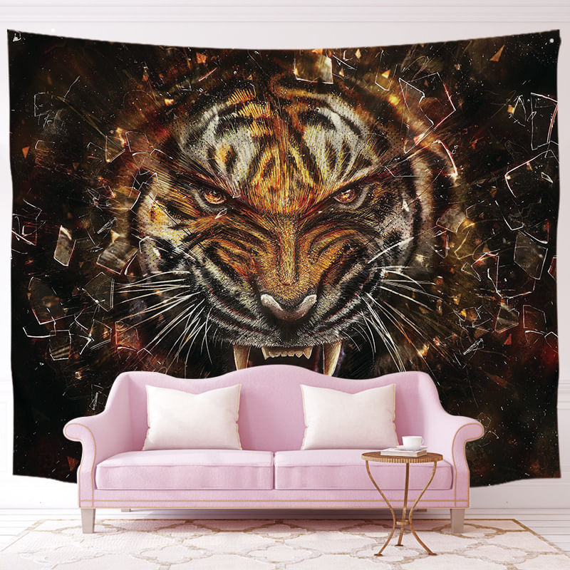 Tapeçaria Animal Tiger Microfabric Fiber 130x100cm