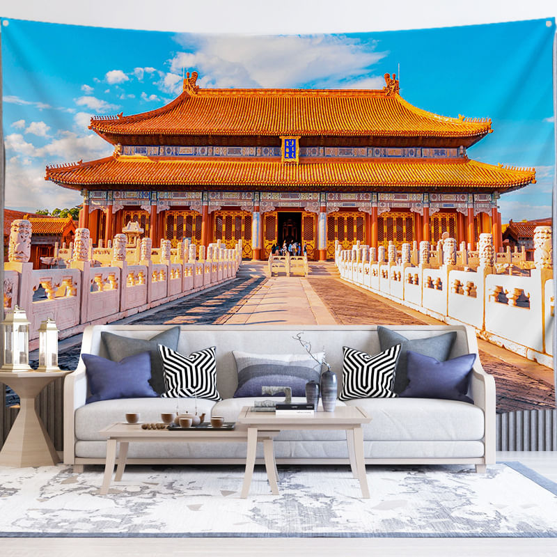 Tapeçaria: Parede Do Palácio Da Cidade Proibida, 130x100cm, Microtecido