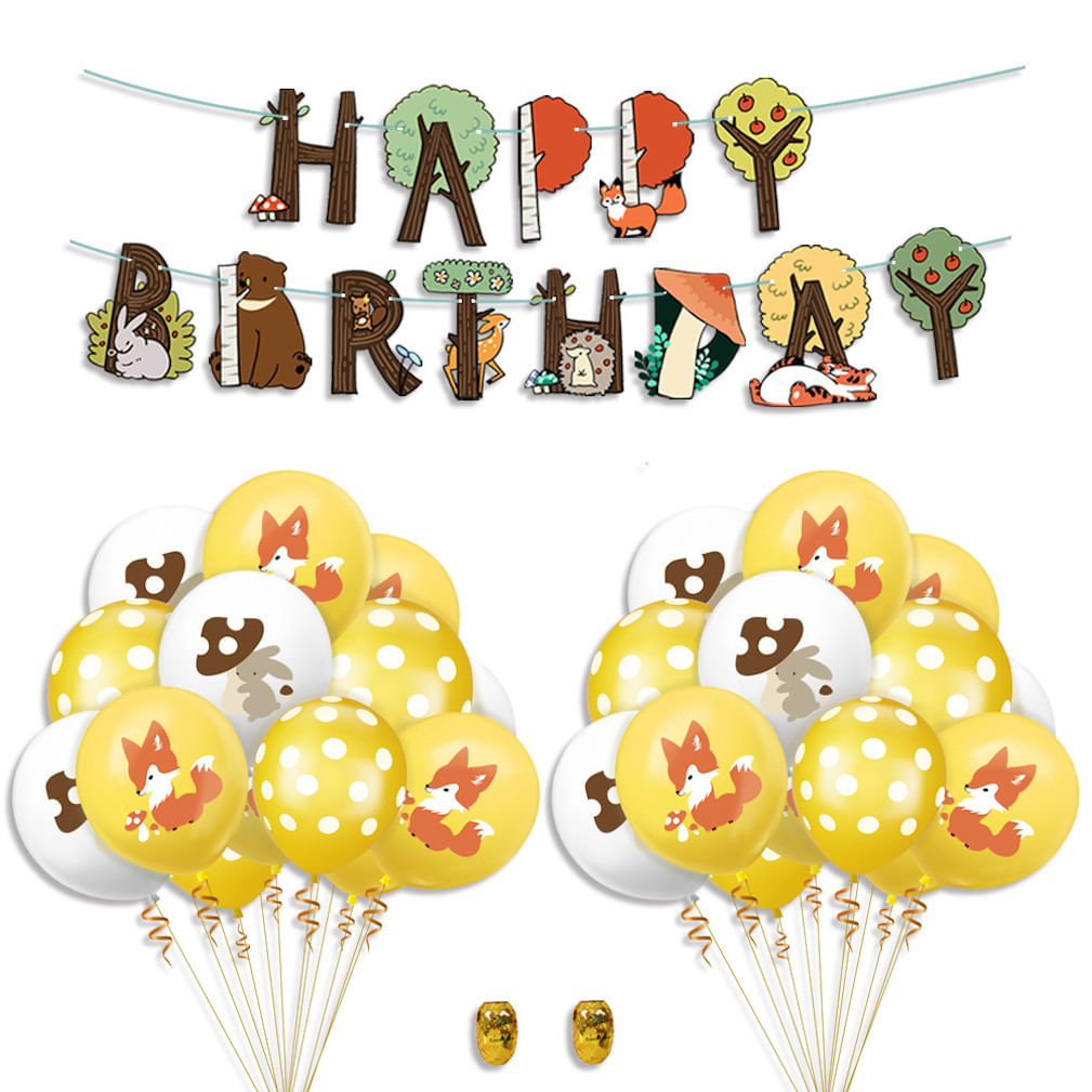 Kit De Balão, Festa De Aniversário De Animais Da Selva, 23 Unidades De Látex Amarelo